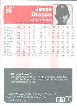 Jesse Orosco  baseball card collectible - Main Image 2