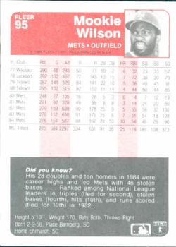 Mookie Wilson  baseball card collectible - Main Image 2