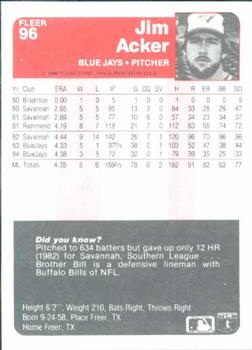 Jim Acker  baseball card collectible - Main Image 2