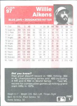 Willie Aikens  baseball card collectible - Main Image 2