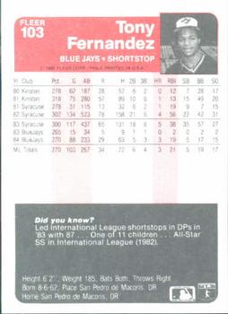 Tony Fernandez  baseball card collectible - Main Image 2