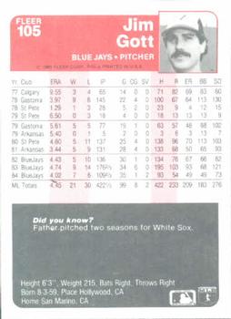 Jim Gott  baseball card collectible - Main Image 2