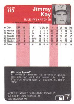 Jimmy Key  baseball card collectible - Main Image 2