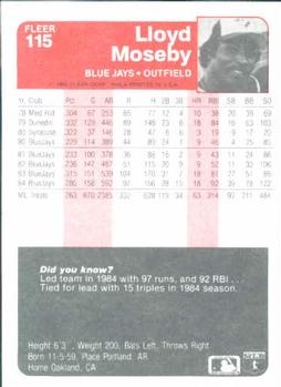 Lloyd Moseby  baseball card collectible - Main Image 2