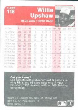 Willie Upshaw  baseball card collectible - Main Image 2