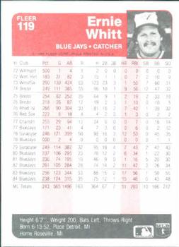 Ernie Whitt  baseball card collectible - Main Image 2