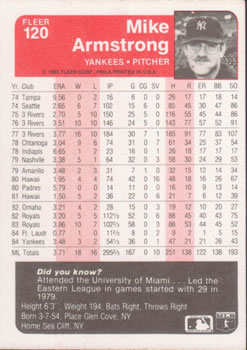 Mike Armstrong  baseball card collectible - Main Image 2