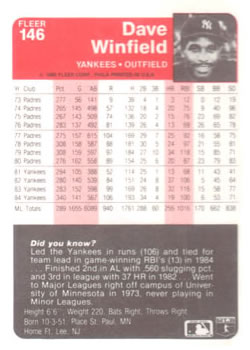 Dave Winfield  baseball card collectible - Main Image 2