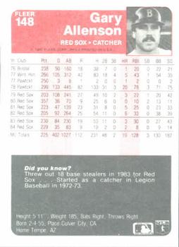Gary Allenson  baseball card collectible - Main Image 2
