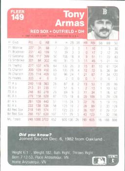 Tony Armas  baseball card collectible - Main Image 2