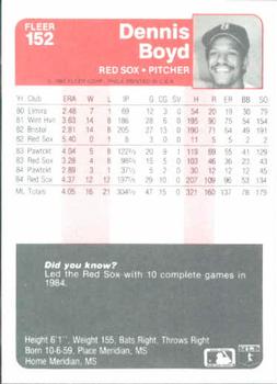 Dennis Boyd  baseball card collectible - Main Image 2
