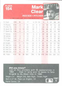 Mark Clear  baseball card collectible - Main Image 2