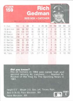 Rich Gedman  baseball card collectible - Main Image 2