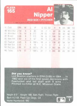 Al Nipper  baseball card collectible - Main Image 2