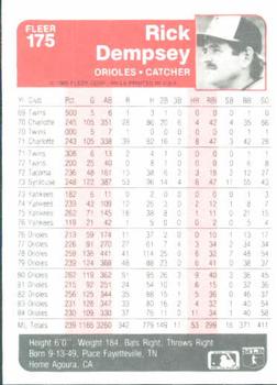 Rick Dempsey  baseball card collectible - Main Image 2