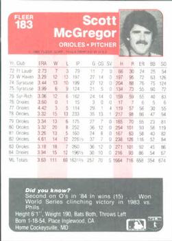 Scott McGregor  baseball card collectible - Main Image 2