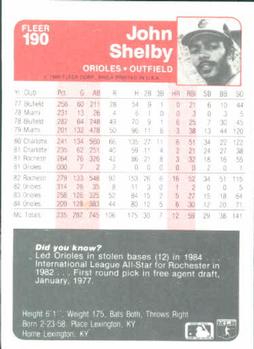 John Shelby  baseball card collectible - Main Image 2