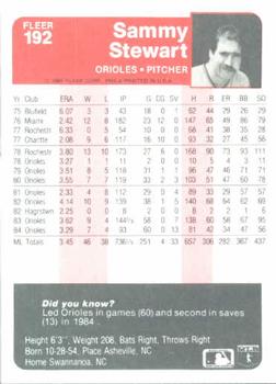 Sammy Stewart  baseball card collectible - Main Image 2