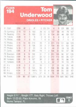 Tom Underwood  baseball card collectible - Main Image 2