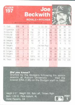 Joe Beckwith  baseball card collectible - Main Image 2