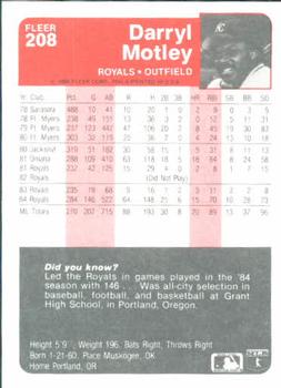 Darryl Motley  baseball card collectible - Main Image 2