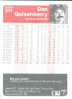 Dan Quisenberry  baseball card collectible - Main Image 2