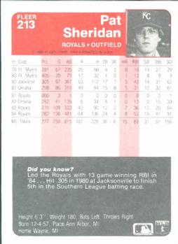 Pat Sheridan  baseball card collectible - Main Image 2
