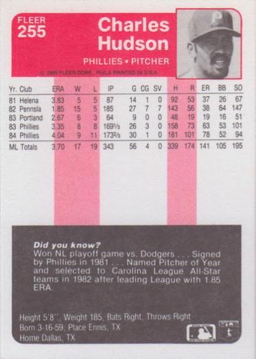 Charles Hudson  baseball card collectible - Main Image 2