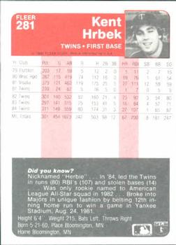 Kent Hrbek  baseball card collectible - Main Image 2