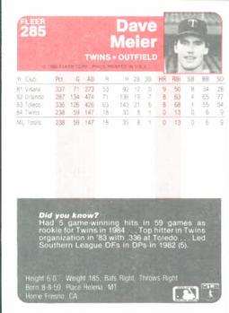 Dave Meier  baseball card collectible - Main Image 2