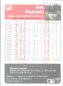 Pat Putnam  baseball card collectible - Main Image 2
