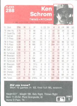 Ken Schrom  baseball card collectible - Main Image 2