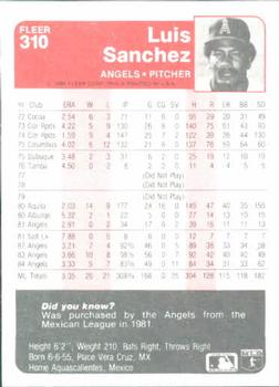 Luis Sanchez  baseball card collectible - Main Image 2