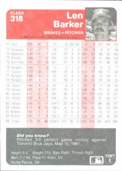 Len Barker  baseball card collectible - Main Image 2