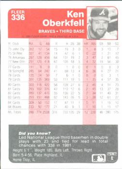 Ken Oberkfell  baseball card collectible - Main Image 2