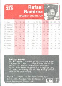 Rafael Ramirez  baseball card collectible - Main Image 2