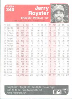 Jerry Royster  baseball card collectible - Main Image 2