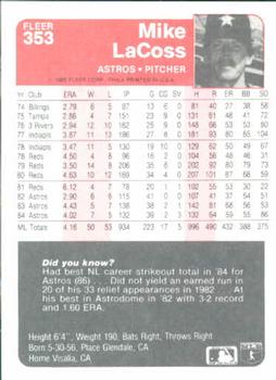 Mike LaCoss  baseball card collectible - Main Image 2