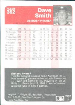 Dave Smith  baseball card collectible - Main Image 2