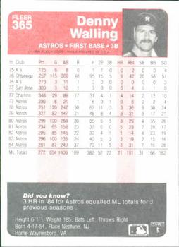 Denny Walling  baseball card collectible - Main Image 2