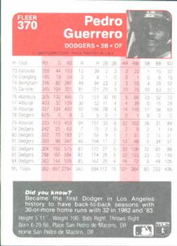 Pedro Guerrero  baseball card collectible - Main Image 2