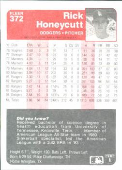 Rick Honeycutt  baseball card collectible - Main Image 2