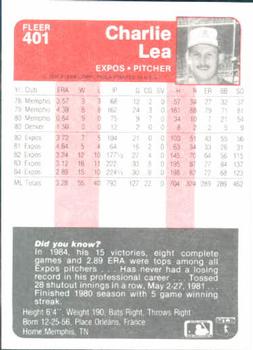 Charlie Lea  baseball card collectible - Main Image 2