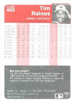 Tim Raines  baseball card collectible - Main Image 2