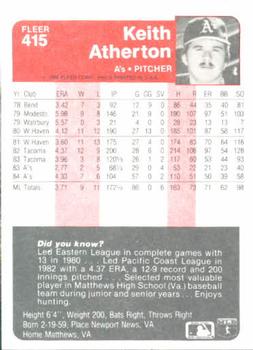 Keith Atherton  baseball card collectible - Main Image 2