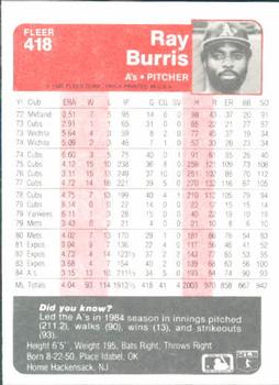 Ray Burris  baseball card collectible - Main Image 2