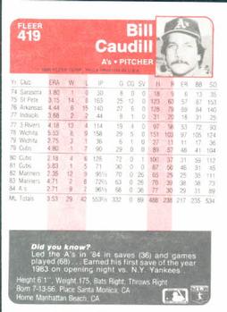 Bill Caudill  baseball card collectible - Main Image 2