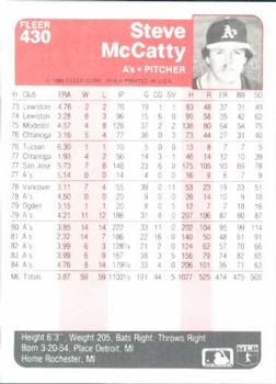 Steve McCatty  baseball card collectible - Main Image 2