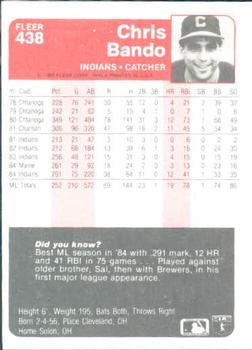 Chris Bando  baseball card collectible - Main Image 2