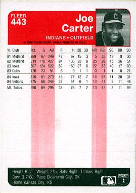 Joe Carter  baseball card collectible - Main Image 2